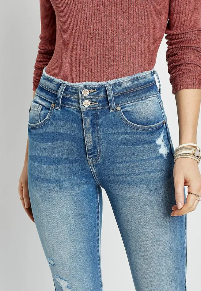 Kancan High Rise Medium Fray Waist Skinny Jean Women Maurices Jeans
