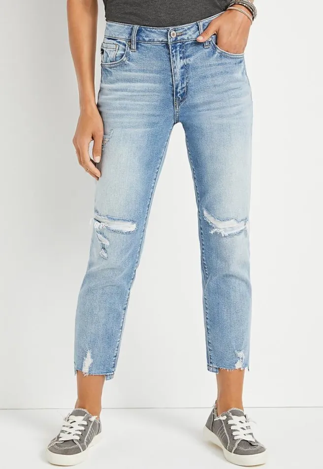 Kancan Straight High Rise Backed Ripped Ankle Jean Women Maurices Jeans