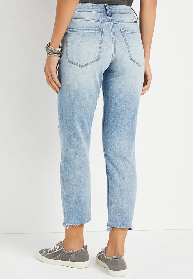 Kancan Straight High Rise Backed Ripped Ankle Jean Women Maurices Jeans
