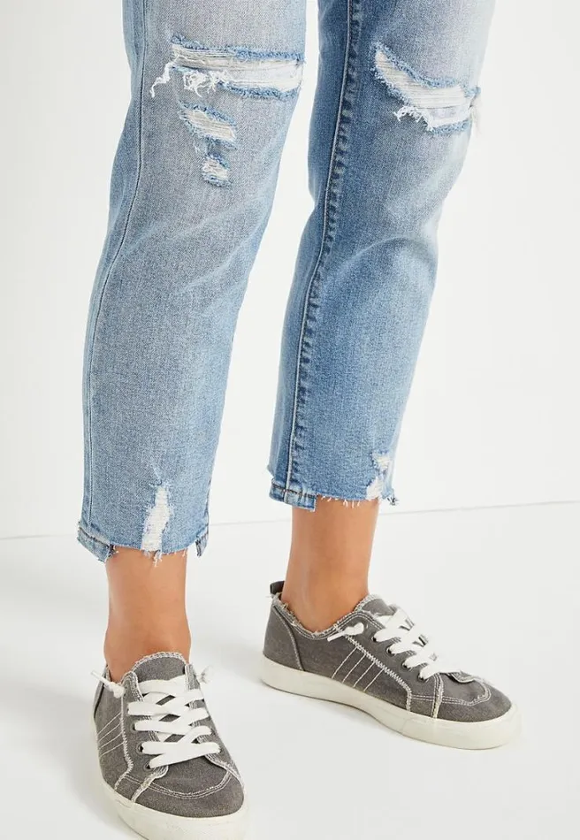 Kancan Straight High Rise Backed Ripped Ankle Jean Women Maurices Jeans