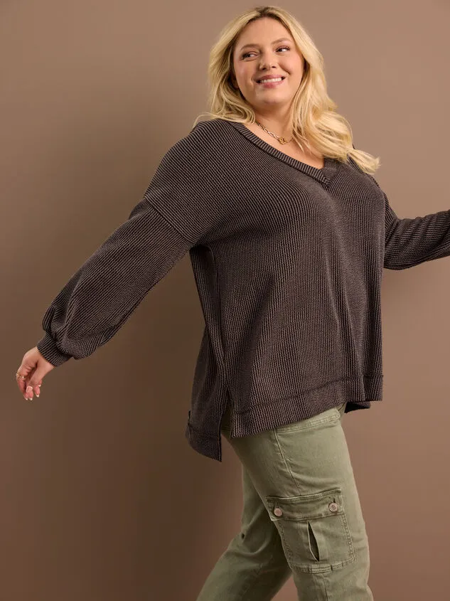 Karina Urban Ribbed Pullover Burgundy Women Altar039d State Tops Karina Urban Ribbed Pullover Burgundy Women Altar039d State Tops