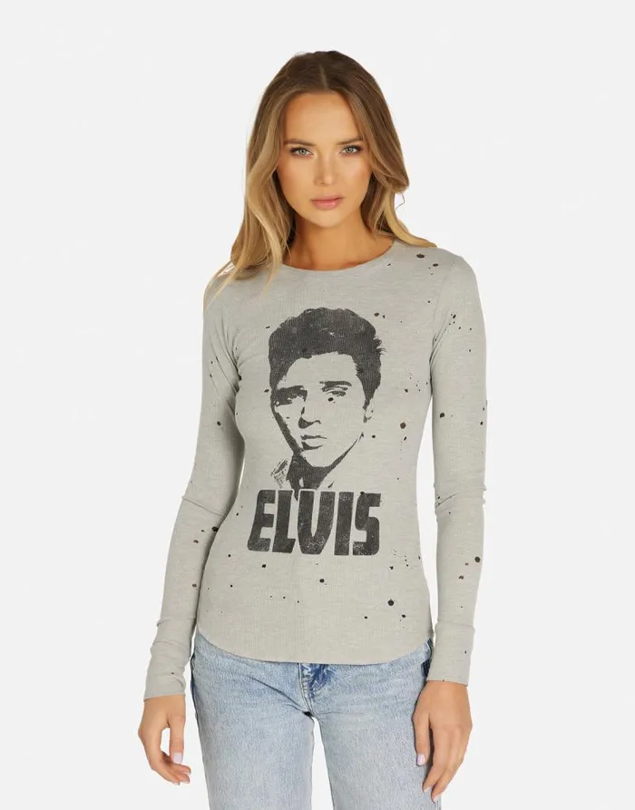 Kaylee Elvis Presley Heather Grey Women Lauren Moshi Long Sleeve