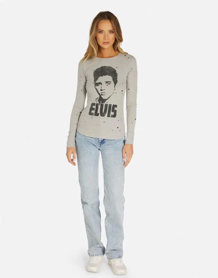 Kaylee Elvis Presley Heather Grey Women Lauren Moshi Long Sleeve