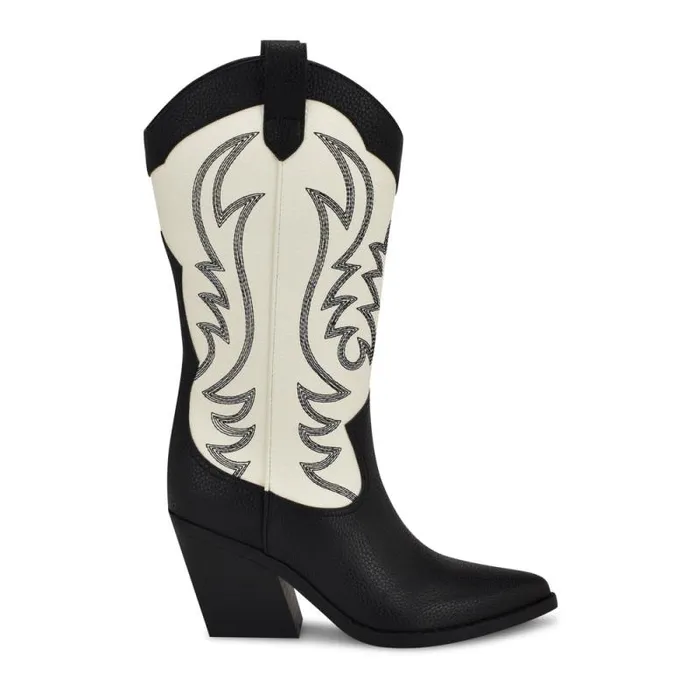 Keeks Western Boot Whiteblack Women Nine West Boots and Booties