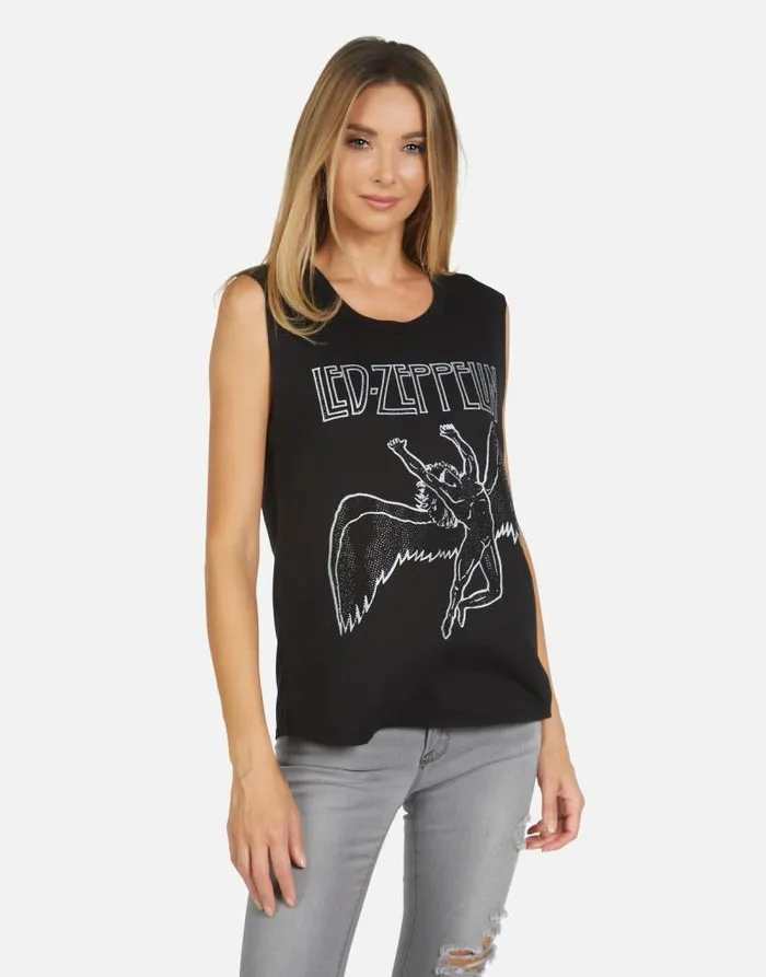 Kel Led Zeppelin Outline Black Women Lauren Moshi Tanks