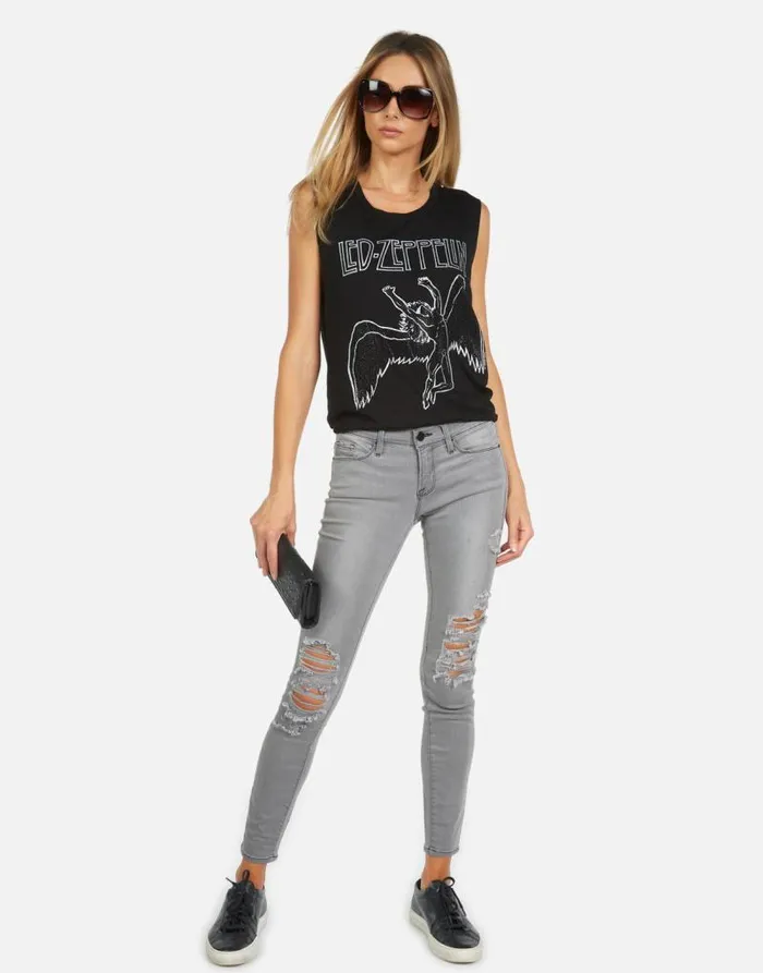 Kel Led Zeppelin Outline Black Women Lauren Moshi Tanks