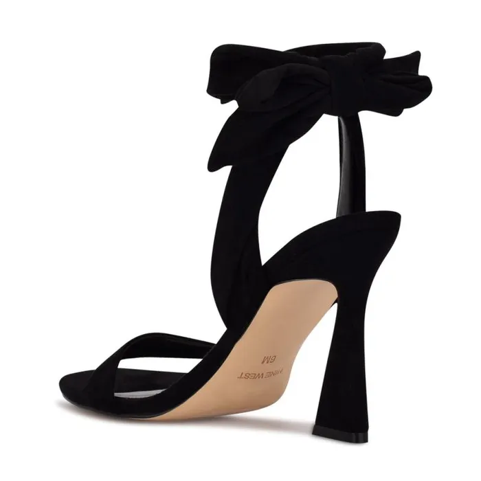 Kelsie Ankle Wrap Heeled Sandals Black Suede Women Nine West Heels Kelsie Ankle Wrap Heeled Sandals Black Suede Women Nine West Heels