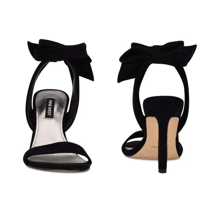 Kelsie Ankle Wrap Heeled Sandals Black Suede Women Nine West Heels Kelsie Ankle Wrap Heeled Sandals Black Suede Women Nine West Heels