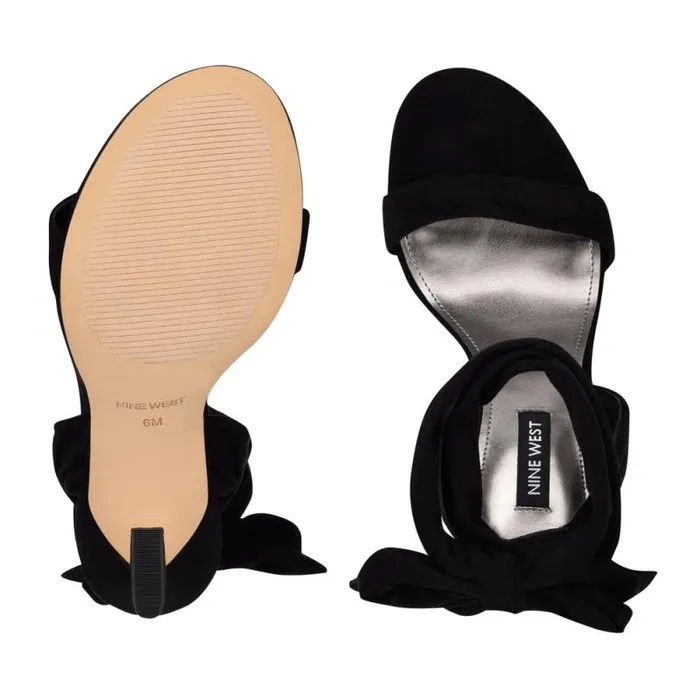 Kelsie Ankle Wrap Heeled Sandals Black Suede Women Nine West Heels Kelsie Ankle Wrap Heeled Sandals Black Suede Women Nine West Heels