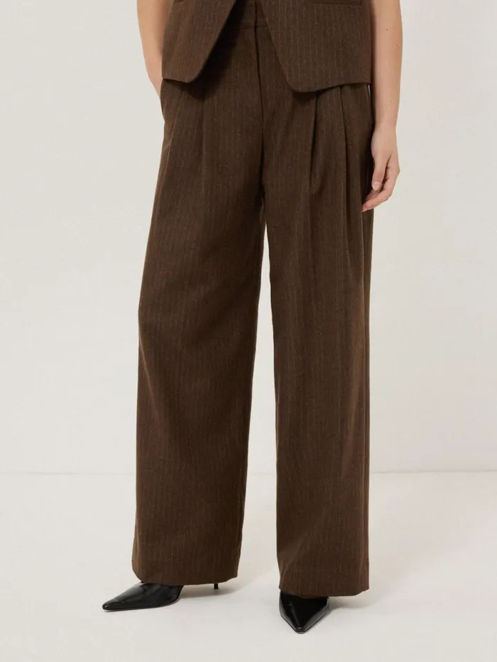 Kemp Wool Pinstripe Trouser Brown Women Jigsaw Suits and Tailoring