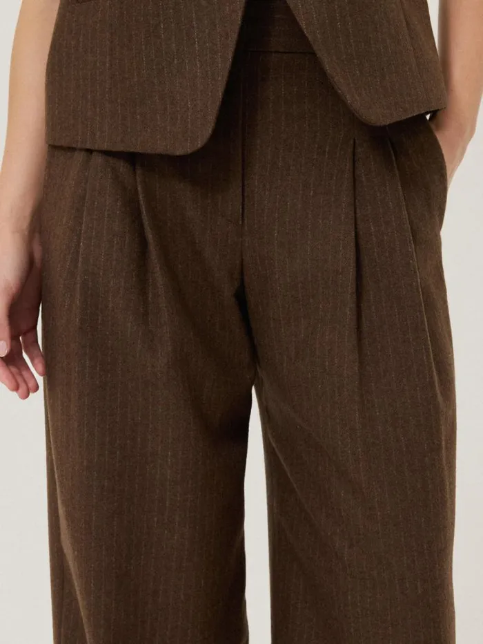 Kemp Wool Pinstripe Trouser Brown Women Jigsaw Suits and Tailoring