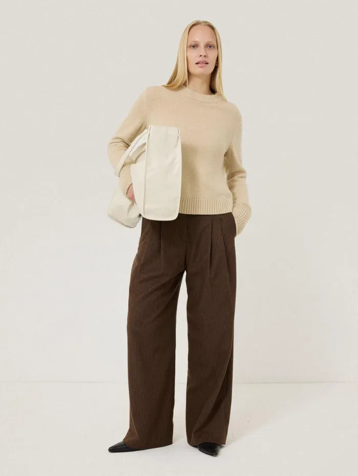Kemp Wool Pinstripe Trouser Brown Women Jigsaw Suits and Tailoring