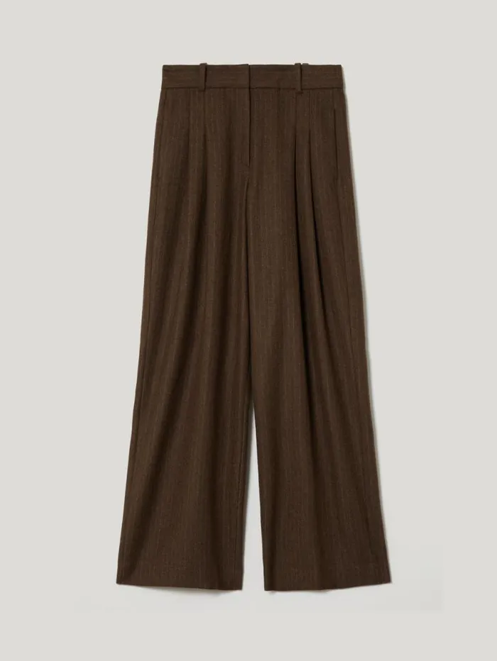 Kemp Wool Pinstripe Trouser Brown Women Jigsaw Suits and Tailoring