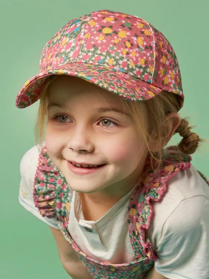 Kids ACCESSORIES White Stuff Girls Printed Cap Pink Multi Kids ACCESSORIES White Stuff Girls Printed Cap Pink Multi