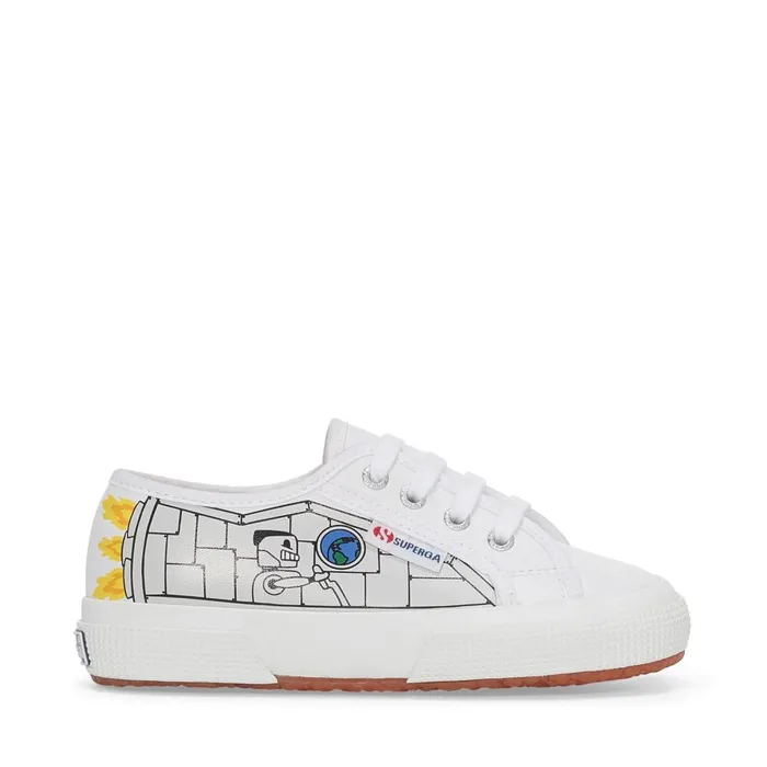 Kids Kid Unisex 2750 KIDS VEGAN MATERIAL ROBOT PRINT Low Cut WHITE ROBOT PRINT Superga Low Cut
