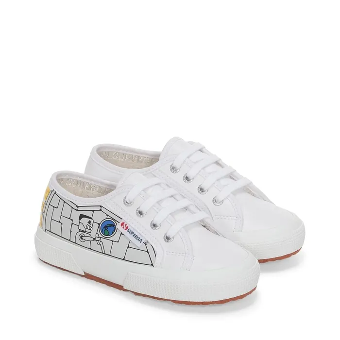 Kids Kid Unisex 2750 KIDS VEGAN MATERIAL ROBOT PRINT Low Cut WHITE ROBOT PRINT Superga Low Cut