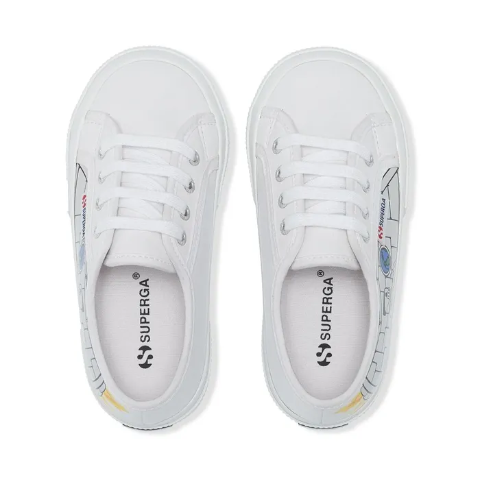 Kids Kid Unisex 2750 KIDS VEGAN MATERIAL ROBOT PRINT Low Cut WHITE ROBOT PRINT Superga Low Cut