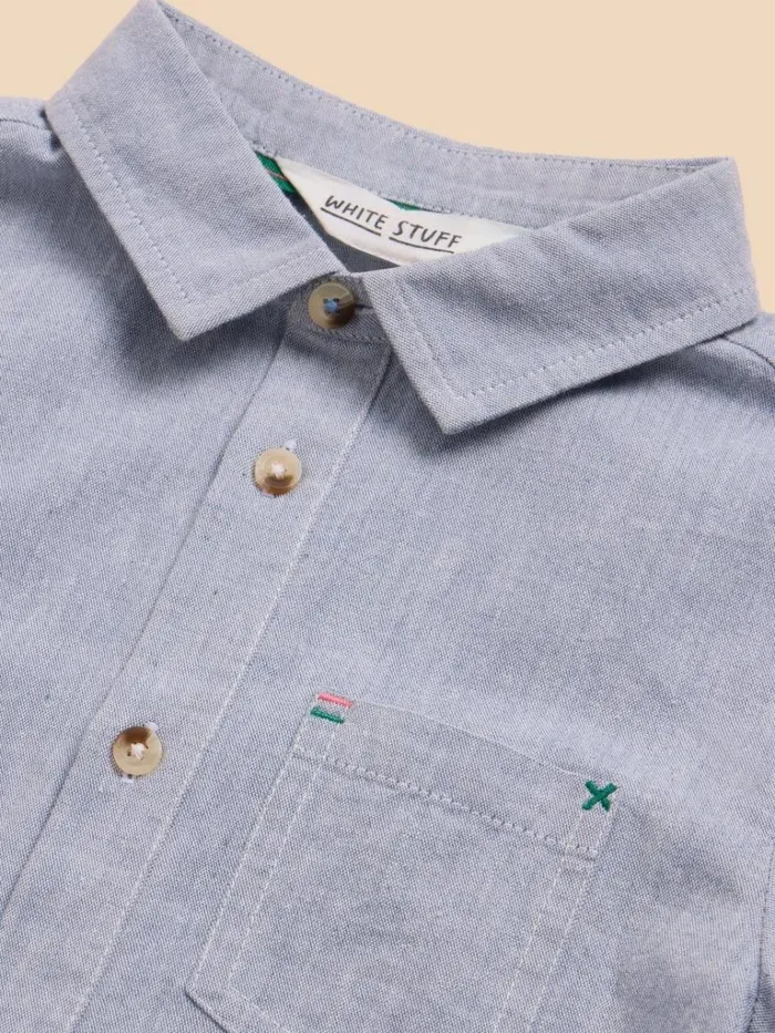 Kids SHIRTS White Stuff Chambray SS Shirt Chambray Blue