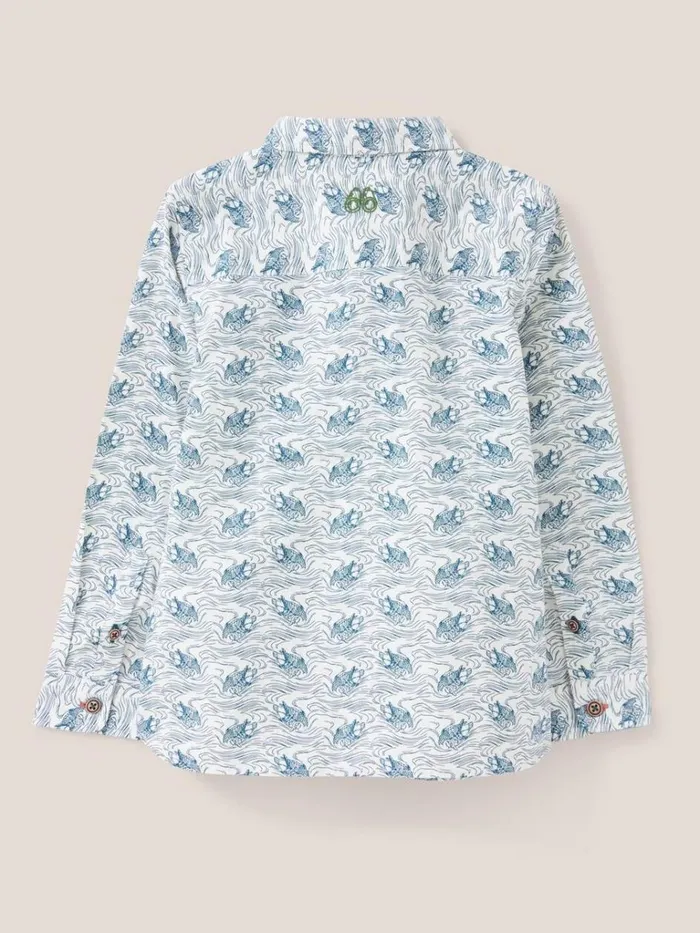 Kids SHIRTS White Stuff Duck Printed Cotton Shirt White Print Kids SHIRTS White Stuff Duck Printed Cotton Shirt White Print