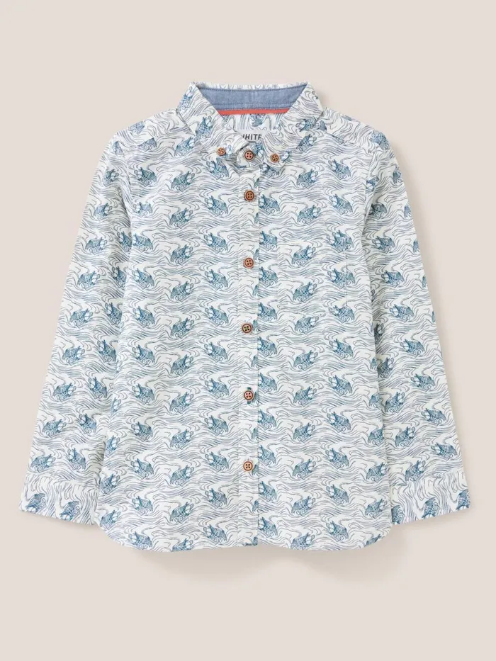 Kids SHIRTS White Stuff Duck Printed Cotton Shirt White Print Kids SHIRTS White Stuff Duck Printed Cotton Shirt White Print
