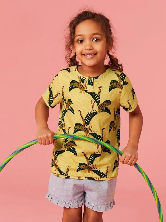 Kids TOPS White Stuff Casey Printed SS T Shirt Yellow Multi Kids TOPS White Stuff Casey Printed SS T Shirt Yellow Multi