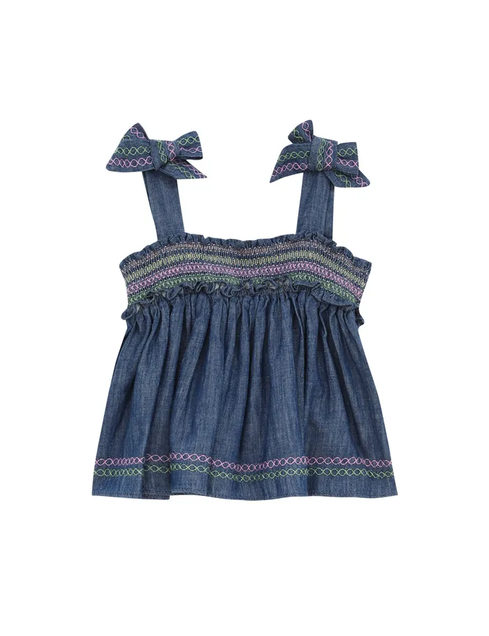 Kids Zimmermann Clothing Tallow Denim Top Blue Lagoon