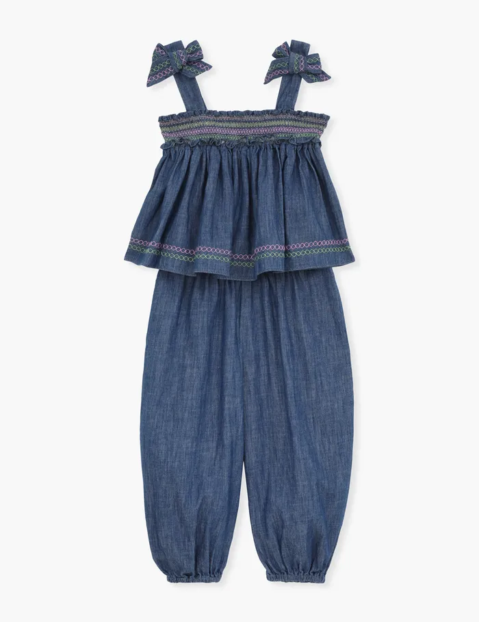 Kids Zimmermann Clothing Tallow Denim Top Blue Lagoon