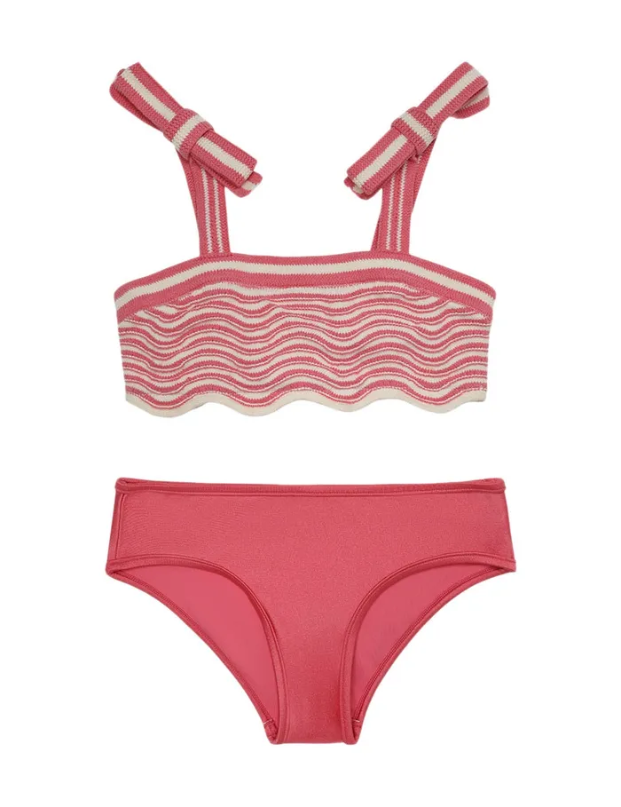 Kids Zimmermann Swimwear Halliday Crochet Wave Bikini Pink