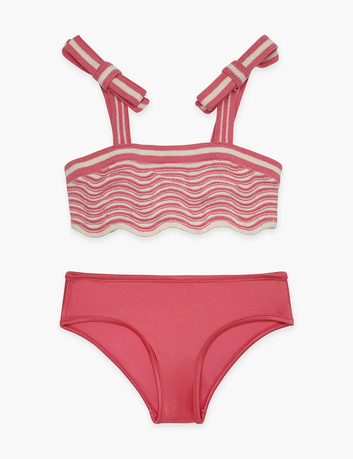 Kids Zimmermann Swimwear Halliday Crochet Wave Bikini Pink