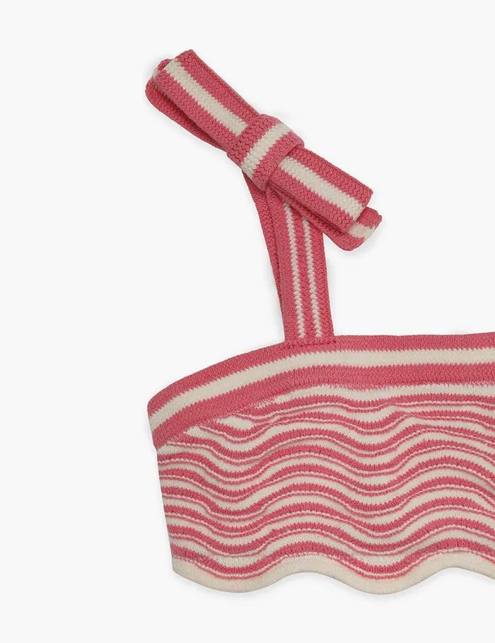 Kids Zimmermann Swimwear Halliday Crochet Wave Bikini Pink