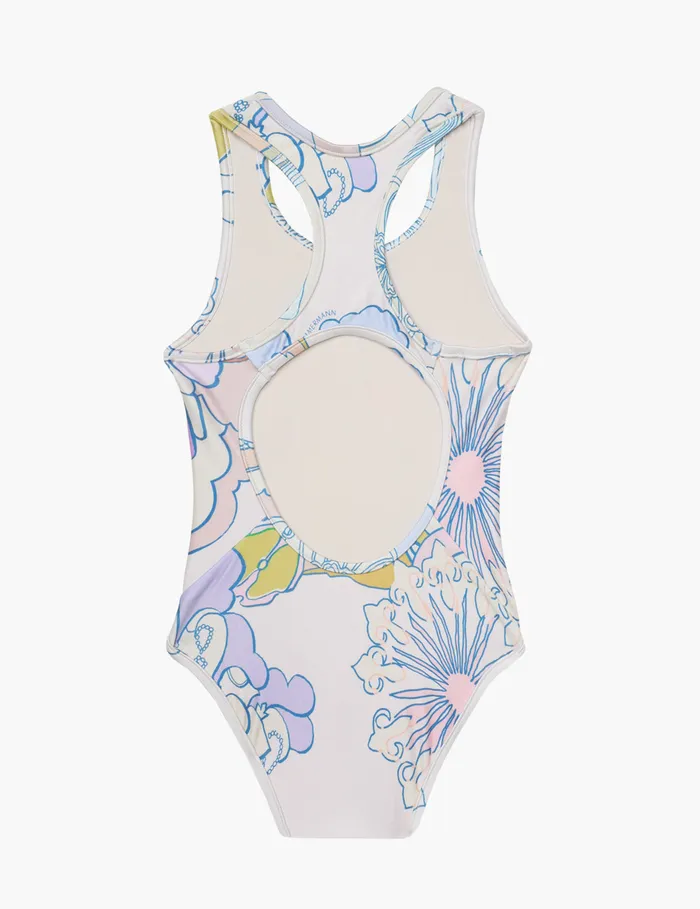 Kids Zimmermann Swimwear Pop Racer 1pc Watercolour Multi