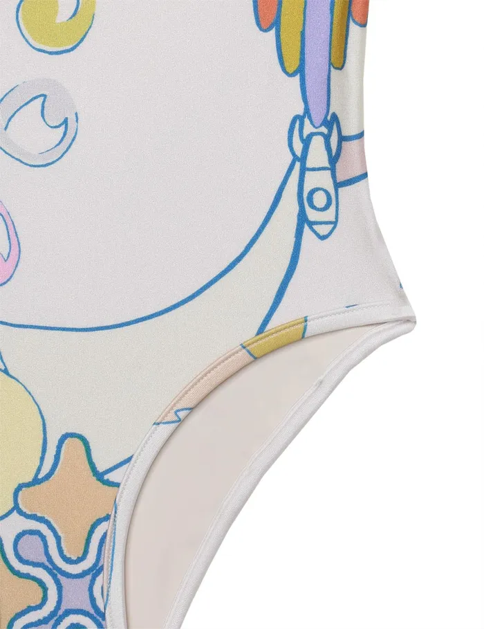Kids Zimmermann Swimwear Pop Racer 1pc Watercolour Multi