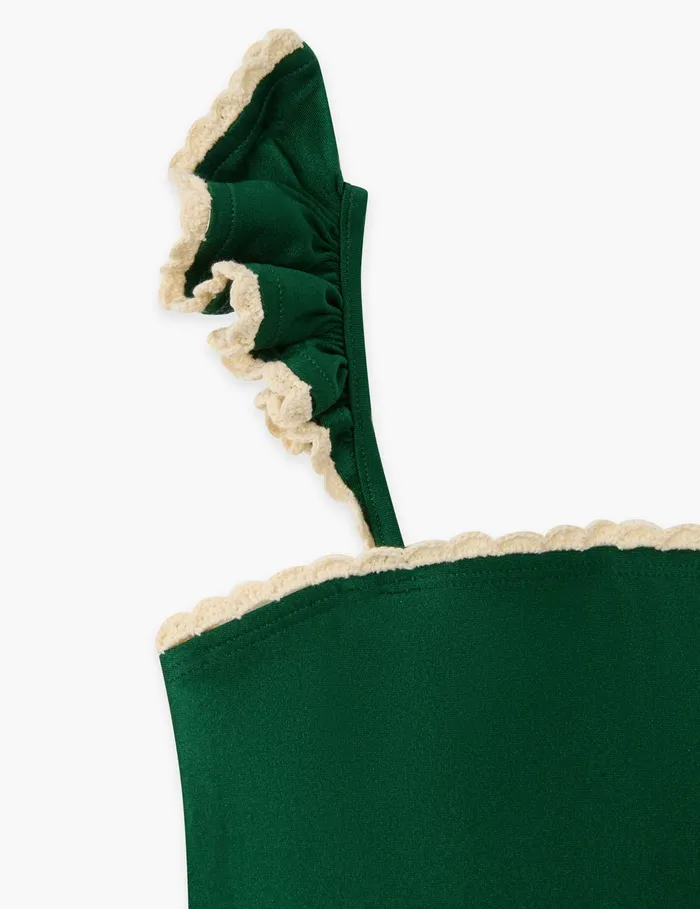 Kids Zimmermann Swimwear Wylie Trim Frill 1pc Emerald