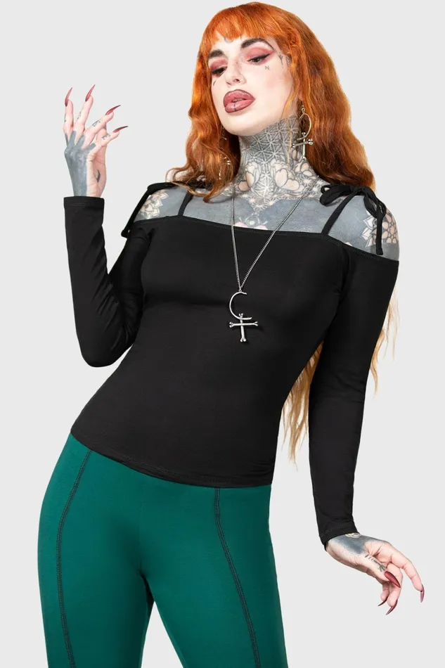 Killstar Basics Women Withering Wench Bardot Top