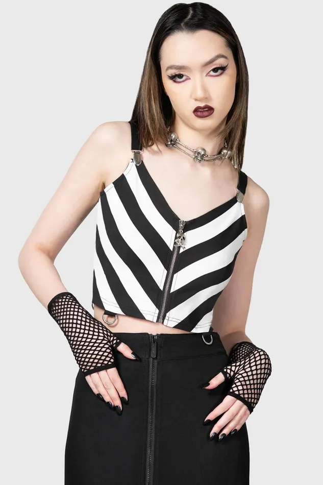 Killstar Crop Women Stripe O Negative Top