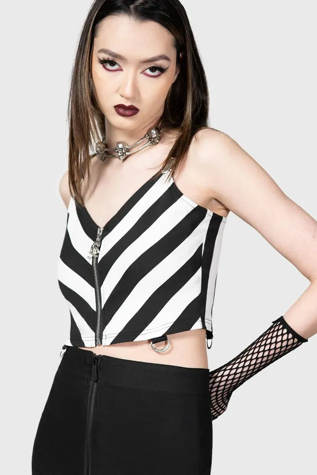 Killstar Crop Women Stripe O Negative Top