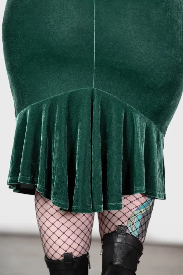 Killstar Going Out Women Drusilla Midi Skirt GREEN