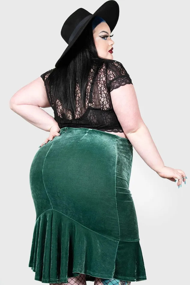Killstar Going Out Women Drusilla Midi Skirt GREEN