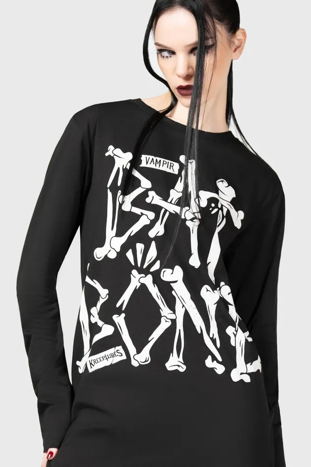 Killstar Long Sleeves Men Batbone Long Sleeve Top