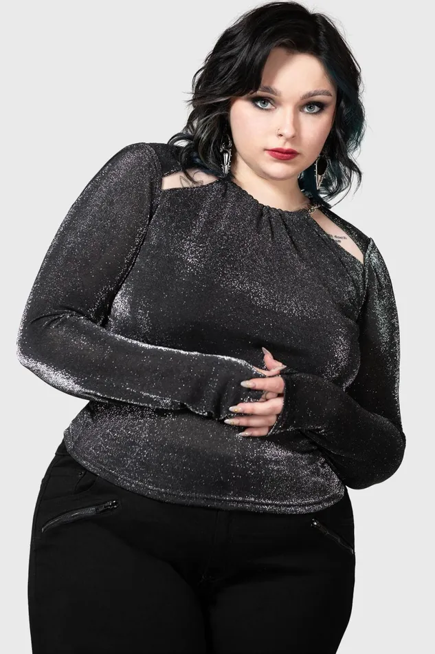 Killstar Long Sleeves Women Metals Reflection Top