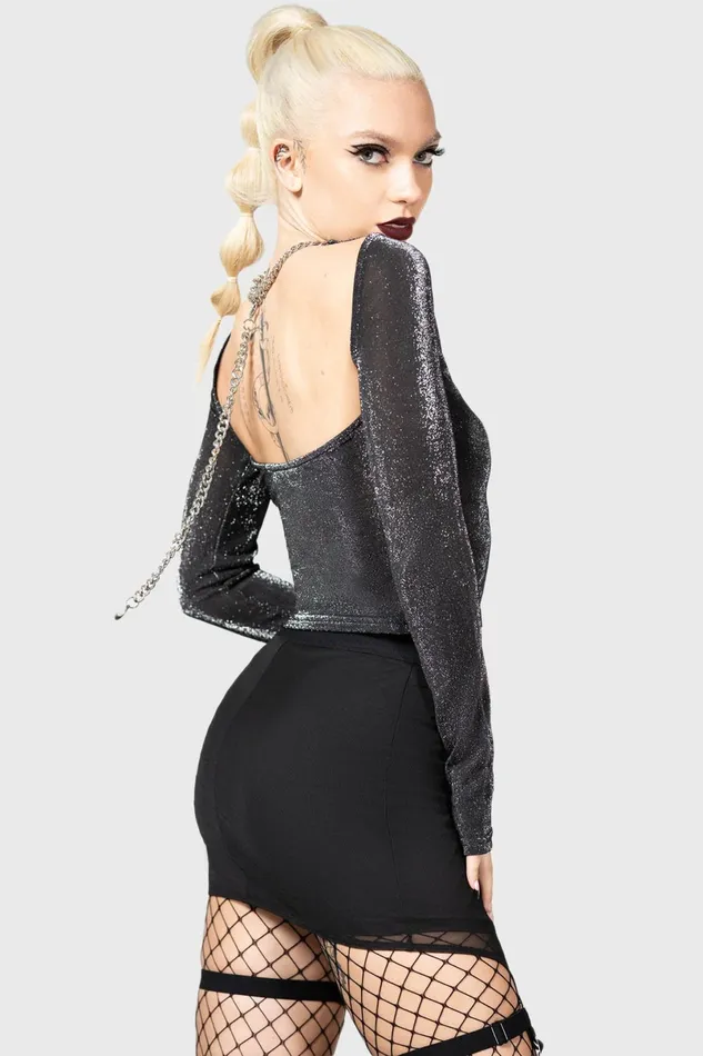 Killstar Long Sleeves Women Metals Reflection Top