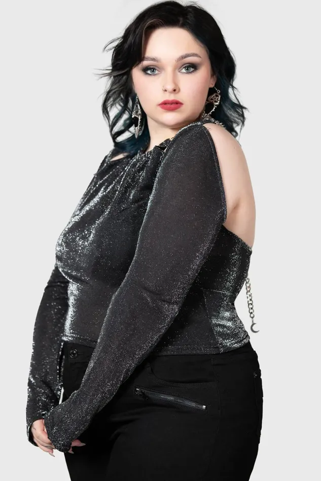 Killstar Long Sleeves Women Metals Reflection Top