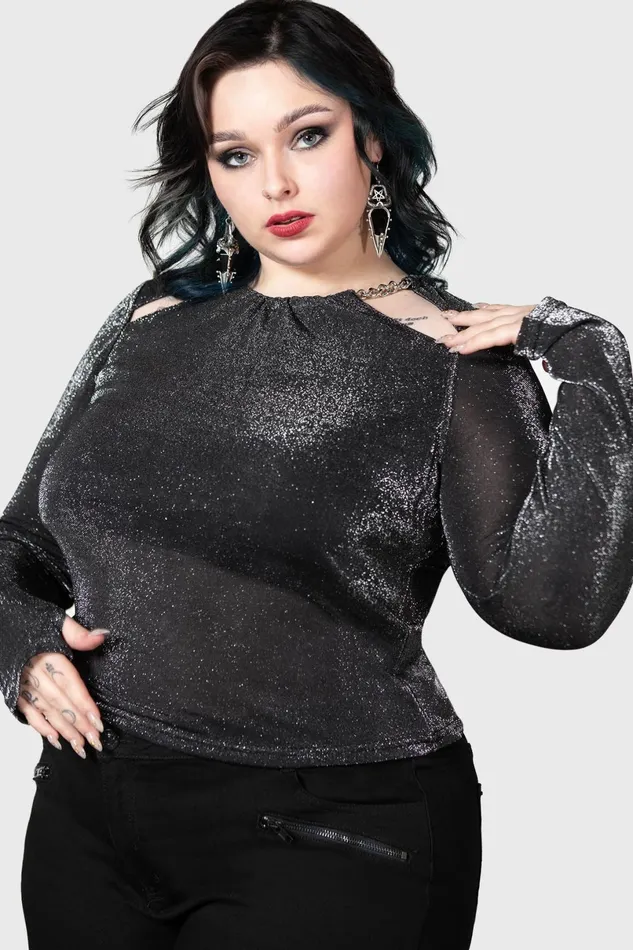 Killstar Long Sleeves Women Metals Reflection Top