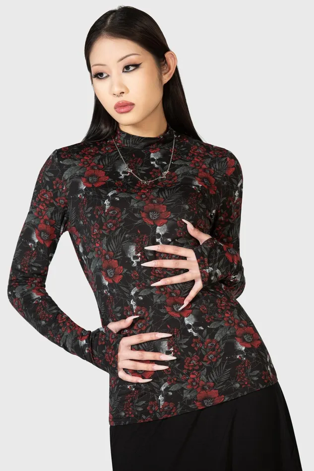 Killstar Long Sleeves Women Pitiful Petals Long Sleeve Top