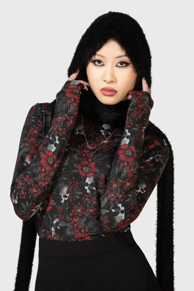 Killstar Long Sleeves Women Pitiful Petals Long Sleeve Top