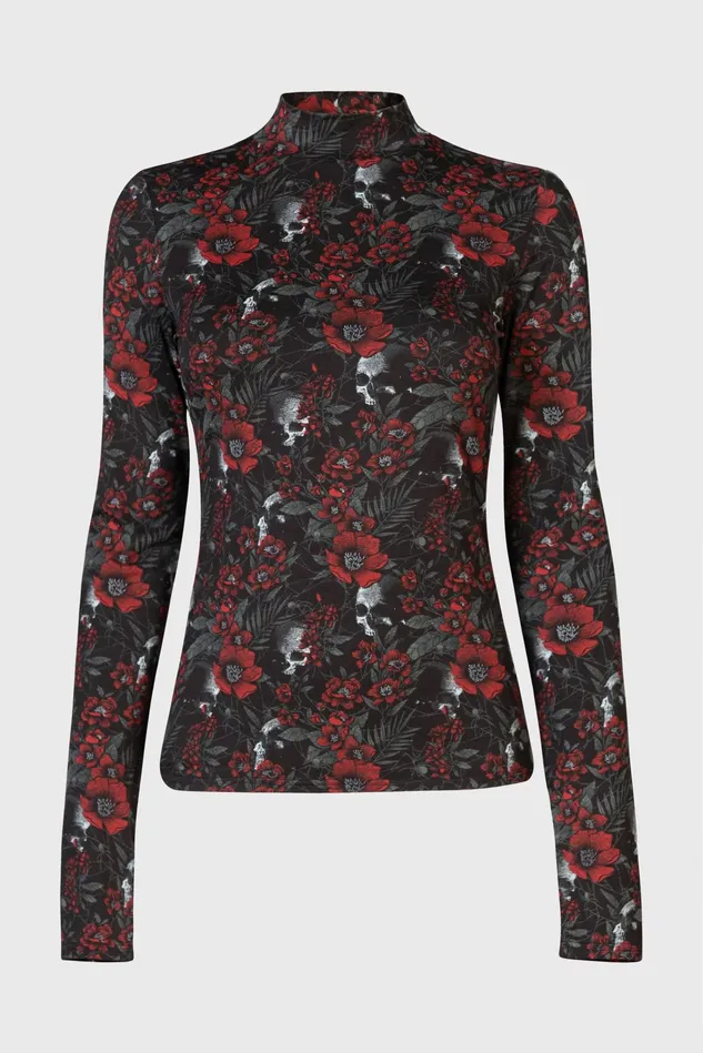 Killstar Long Sleeves Women Pitiful Petals Long Sleeve Top
