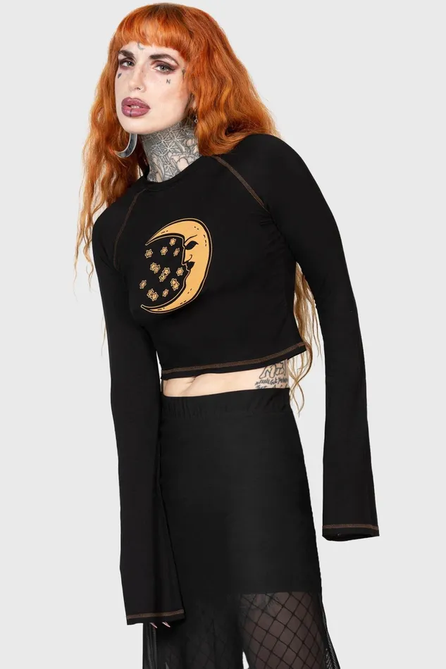 Killstar Long Sleeves Women Rising Night Top