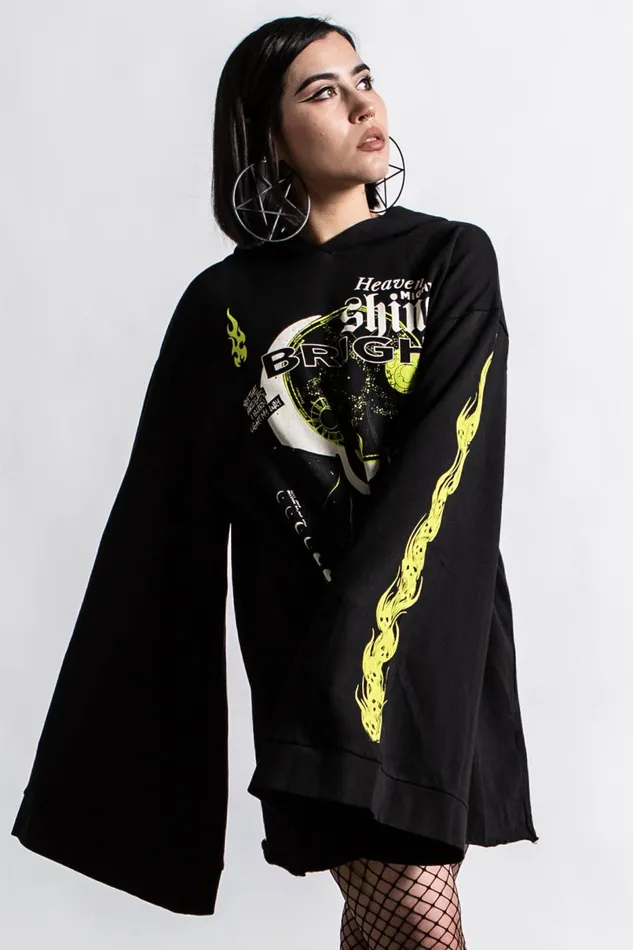 Killstar Long Sleeves Women Shine Bright Oversized Hood Top