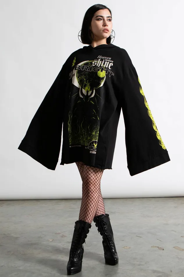 Killstar Long Sleeves Women Shine Bright Oversized Hood Top
