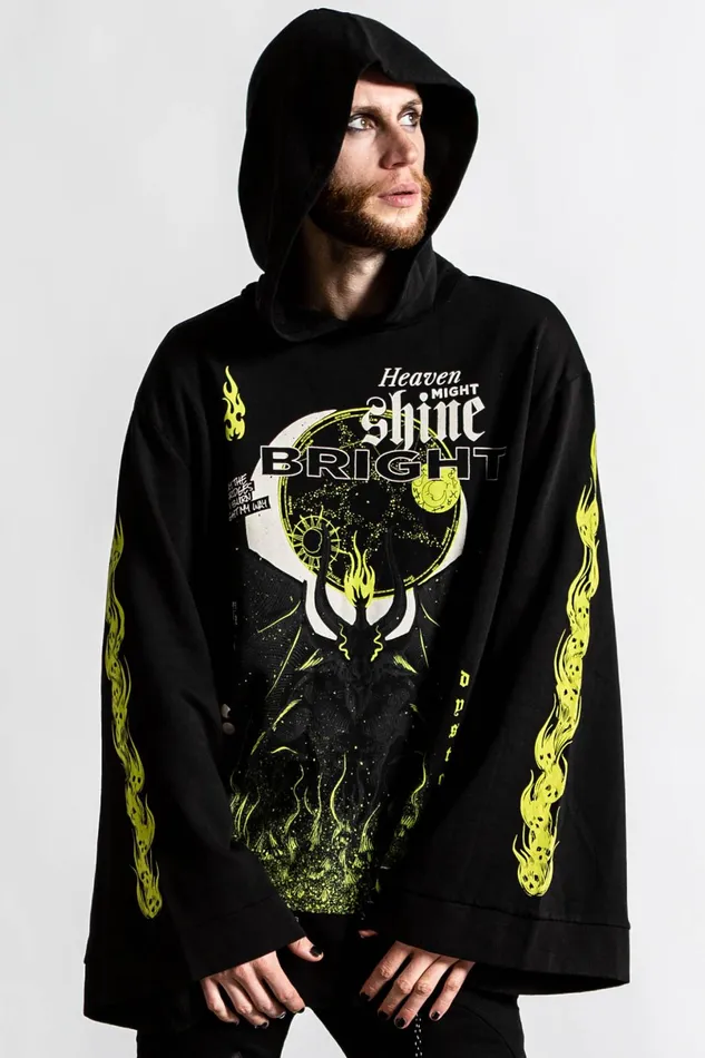Killstar Long Sleeves Women Shine Bright Oversized Hood Top